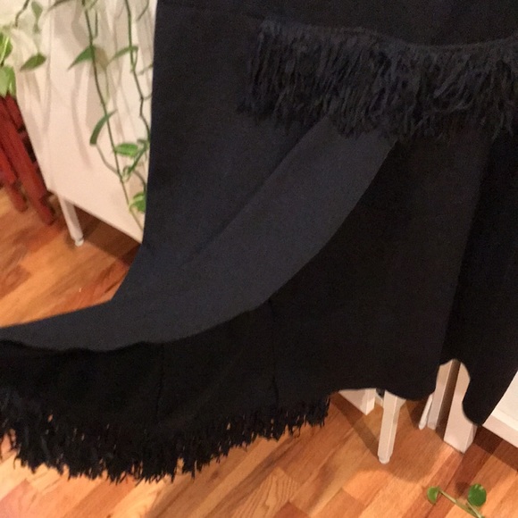 Zara Trafaluc Asymmetrical Fringe Black Sweatshirt Dress (Size L) - Picture 9 of 13
